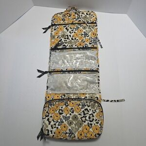 Vera Bradley Dogwood Black Yellow Floral Hanging Cosmetics Travel Case EUC Rare